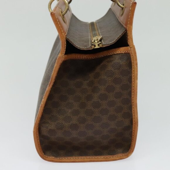 CELINE Macadam Canvas Hand Bag PVC Leather Brown Gold Auth 122440 - Picture 4 of 16